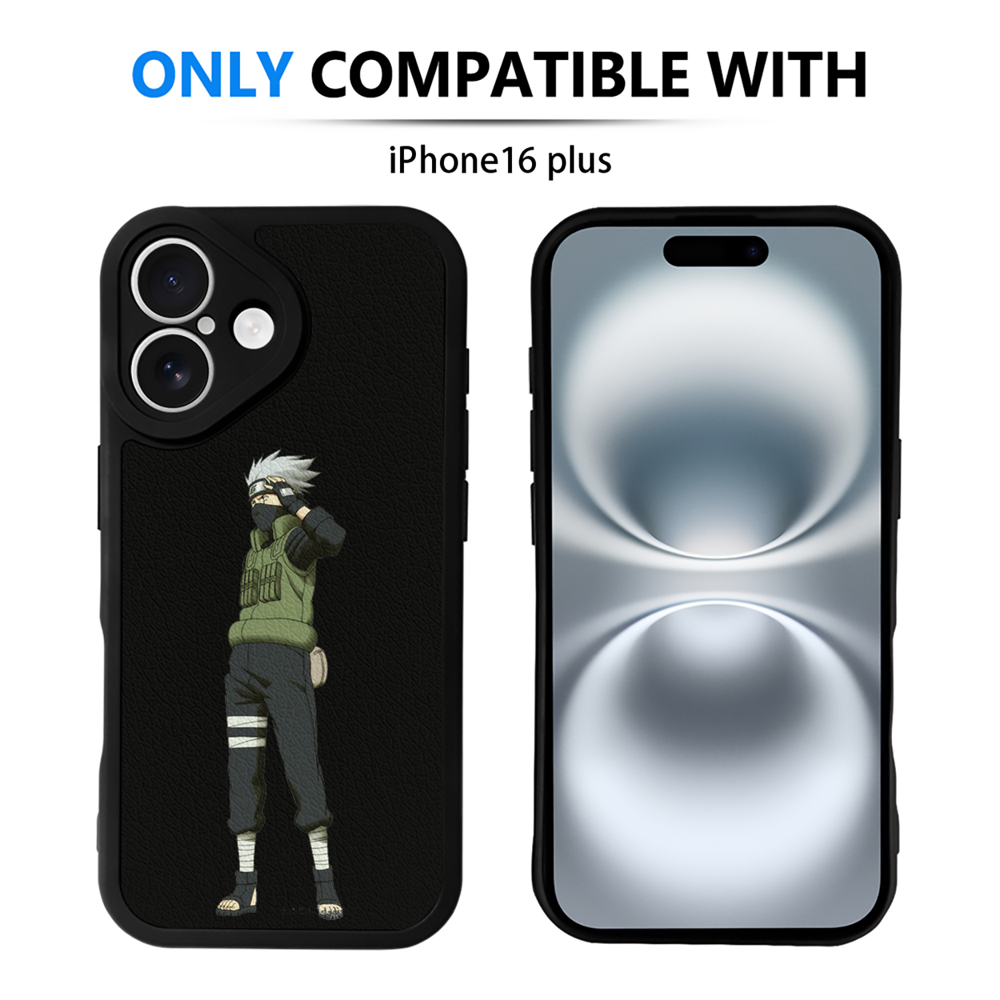 （画像用） NARUTO -ナルト- はたけ カカシ Hatake Kakashi 【iPhone 16シリーズ対応】シリコンスマホケース（レザー調） 材質：シリコン